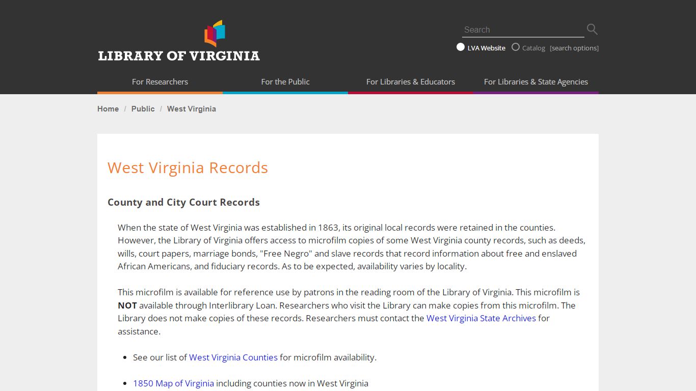 West Virginia Records - Library of Virginia